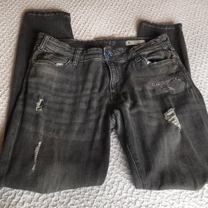 Zara Grey Distressed Mid Rose Skinny Jeans